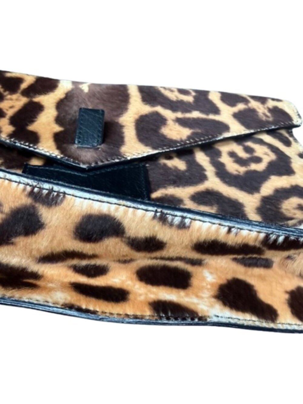 Vintage Yves Saint Laurent Pony Hair Leopard Print Envelope Clutch - Picture 3 of 8
